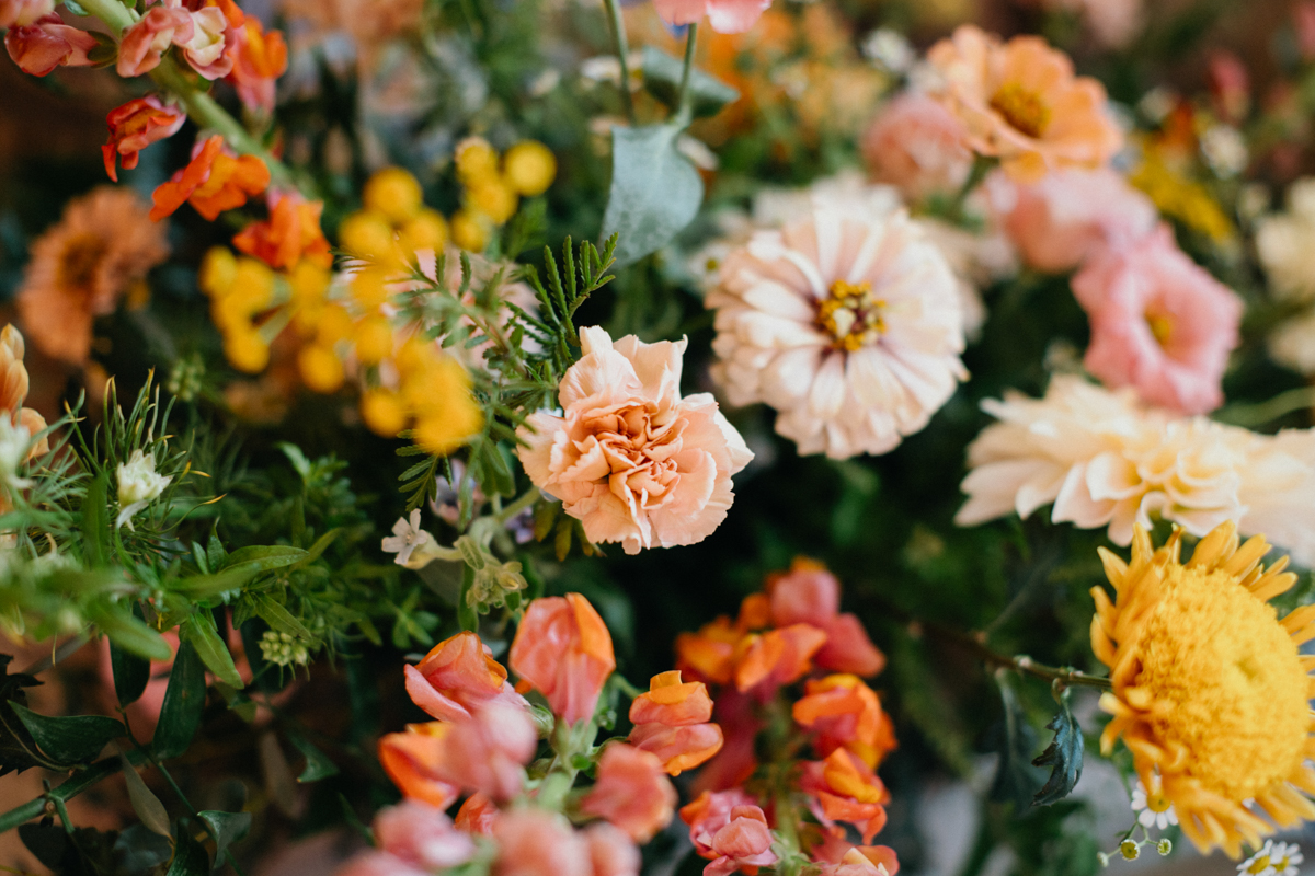 colorful pastel wedding florals