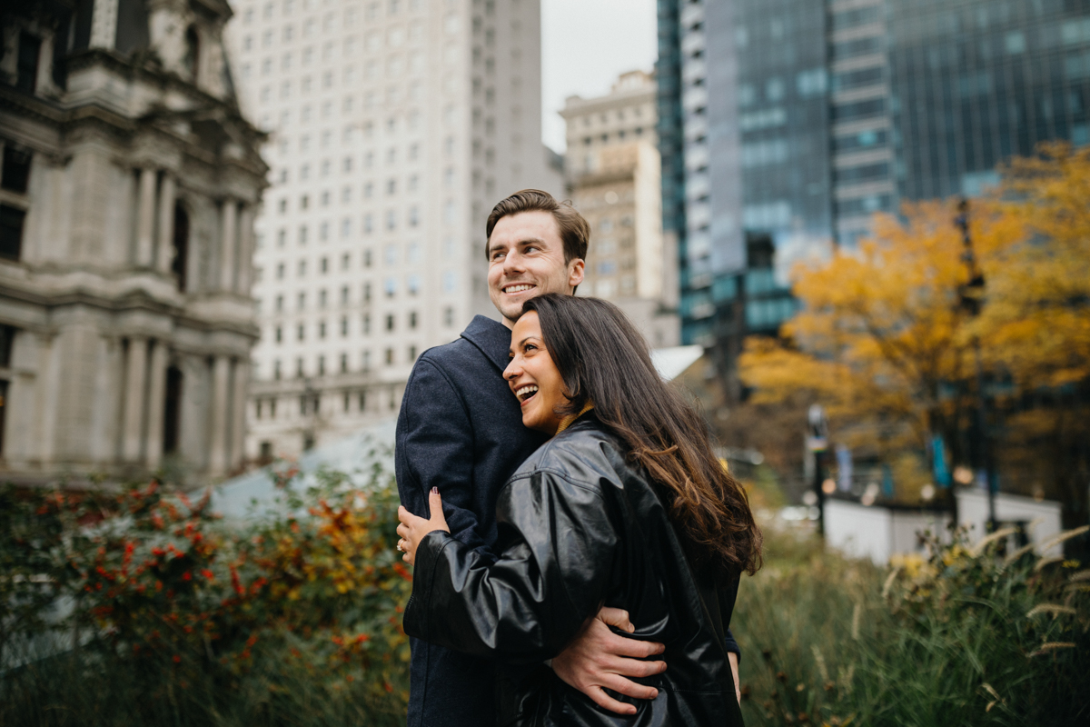 Romantic City Hall engagement photo