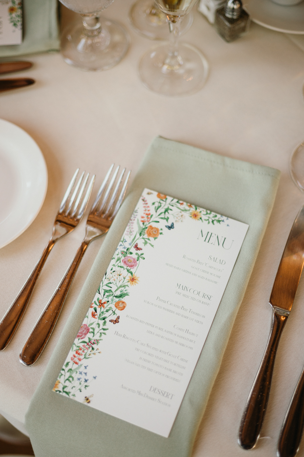 unique floral wedding menu design