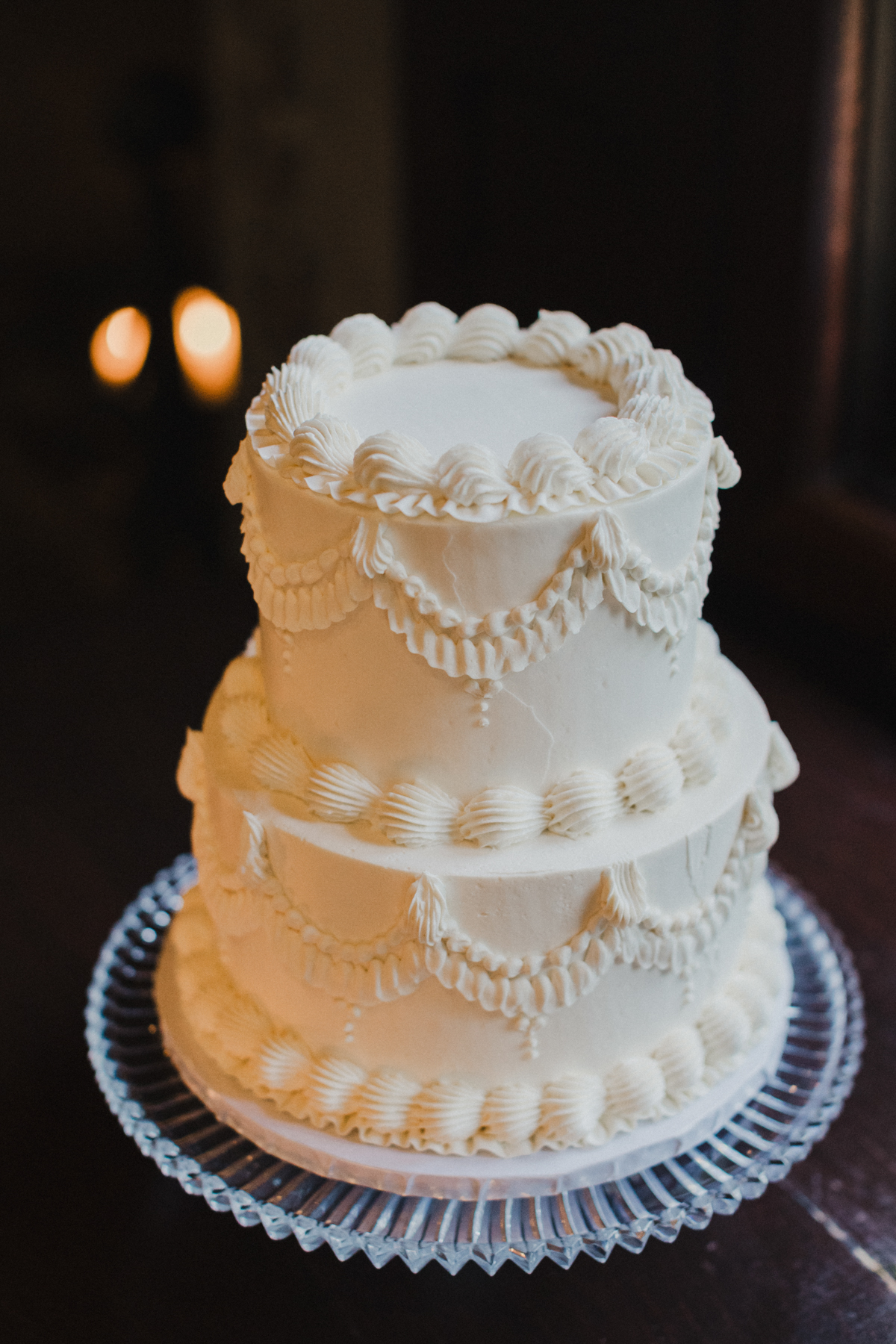 vintage white tiered wedding cake