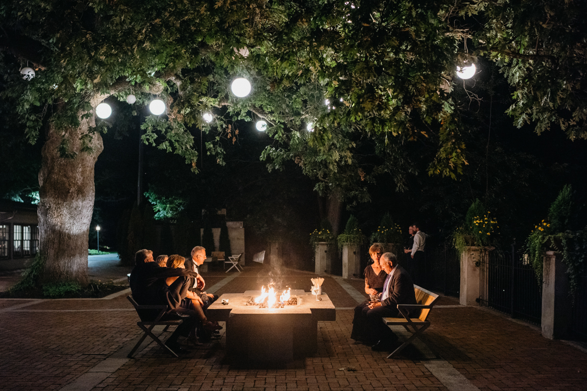 hotel du village wedding reception fire pits