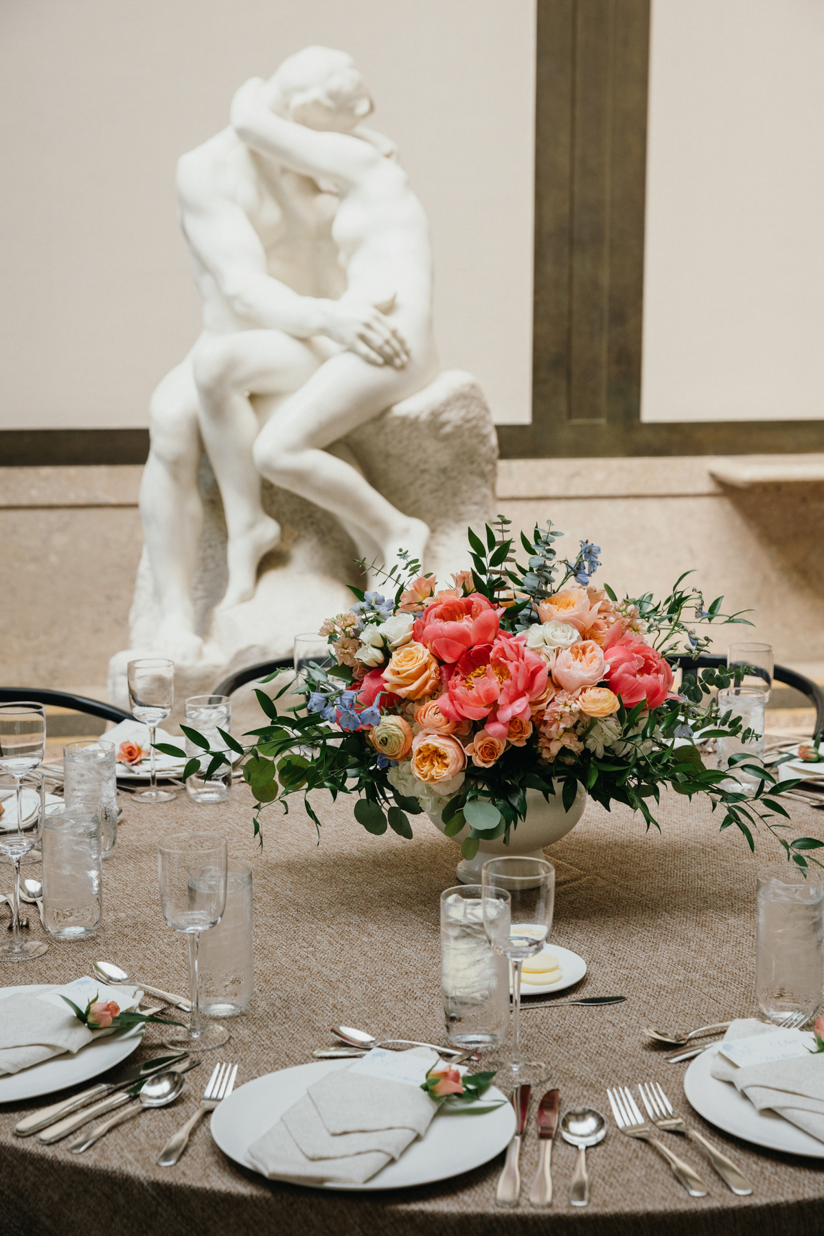 rodin museum private event with spring florals