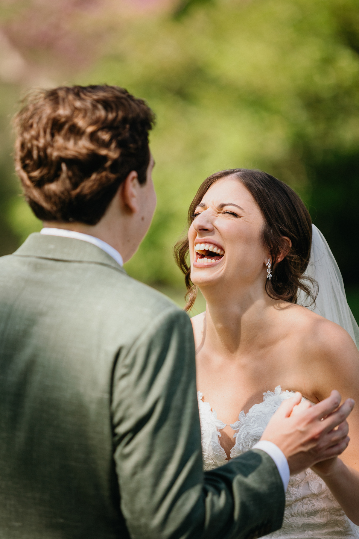 candid first look reaction at barley sheaf wedding