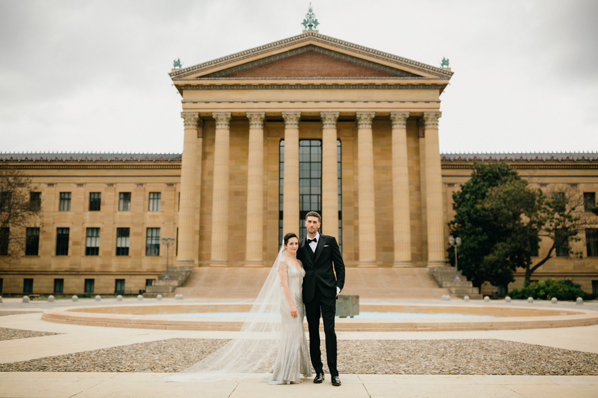 Modern editorial wedding Philly portraits at the PMA