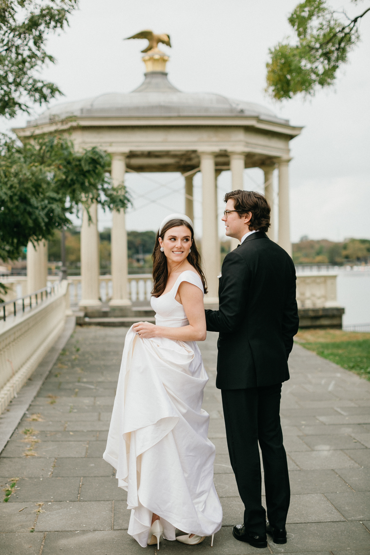 Fairmount Water Works columns as an editorial portrait location in Philly