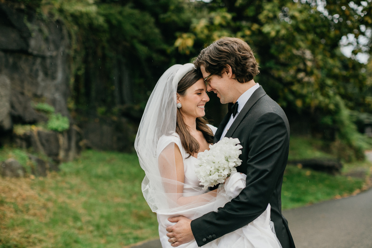 Bride and groom at Water Works for timeless editorial wedding Philly photos
