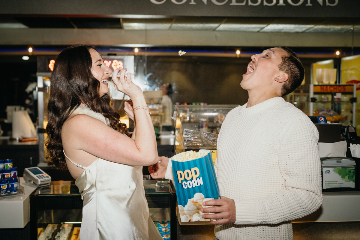 Restaurant and movie-inspired Philadelphia engagement photos