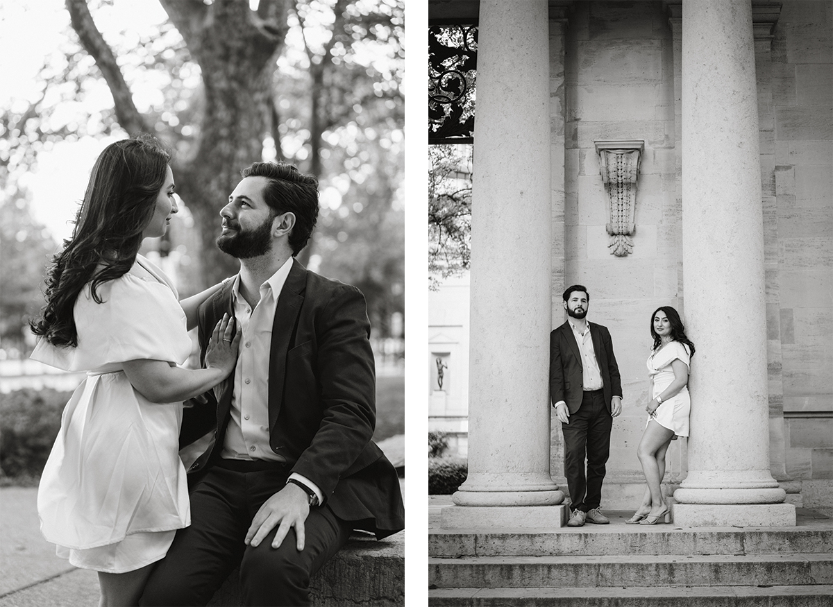 Editorial wedding portraits at the Rodin Museum in Philadelphia