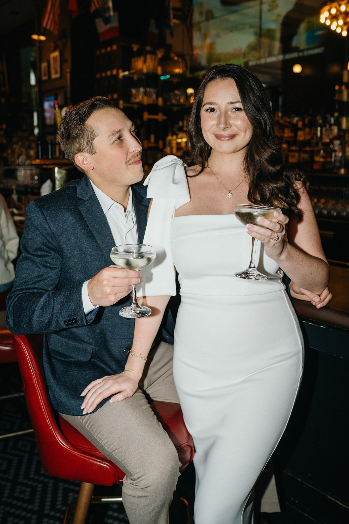 Fun martini toast during Philly engagement session
