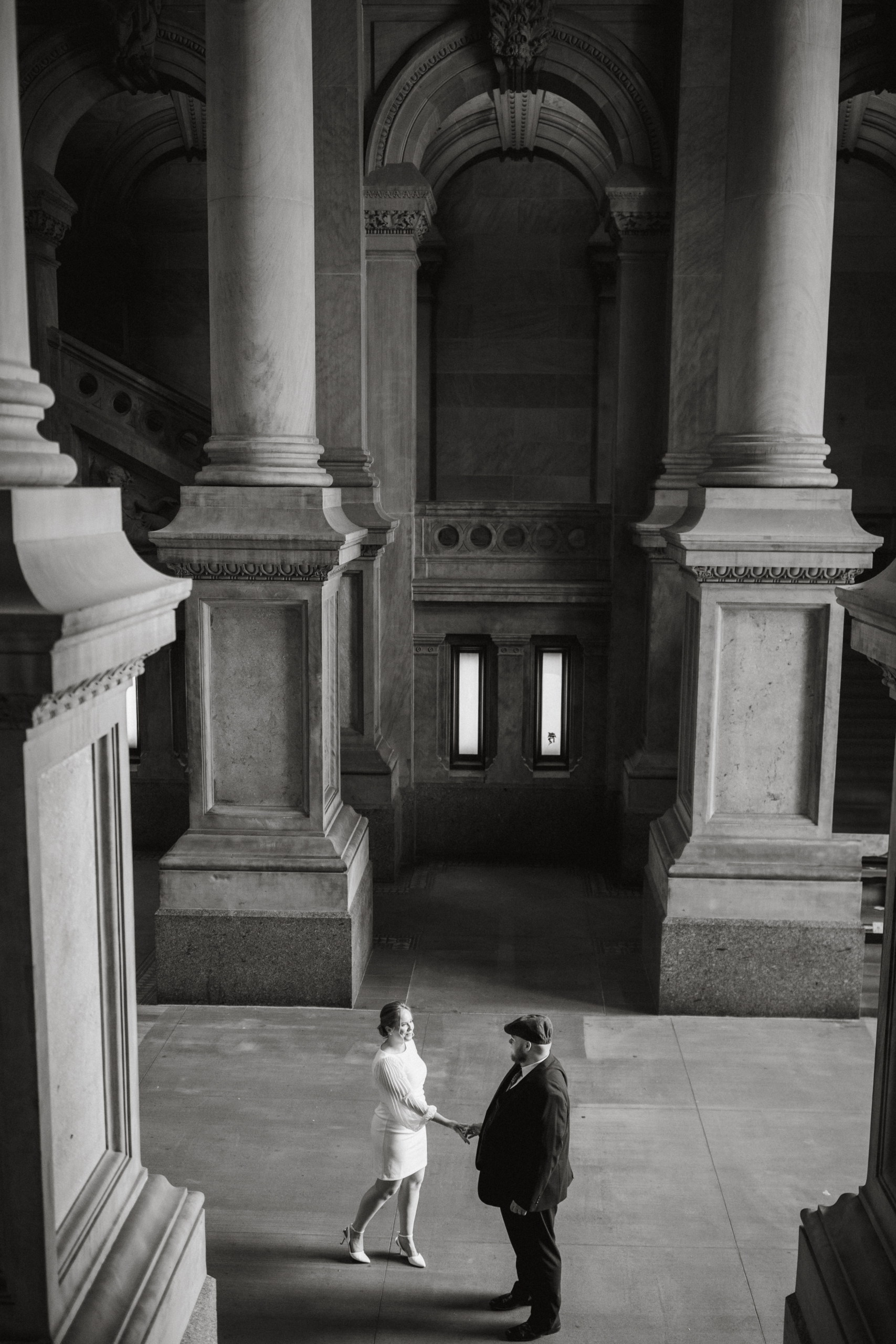 Editorial wedding portraits at Philadelphia City Hall by a Philly wedding photographer