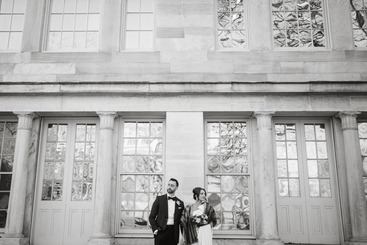 Editorial wedding portraits at Merchants’ Exchange in Old City