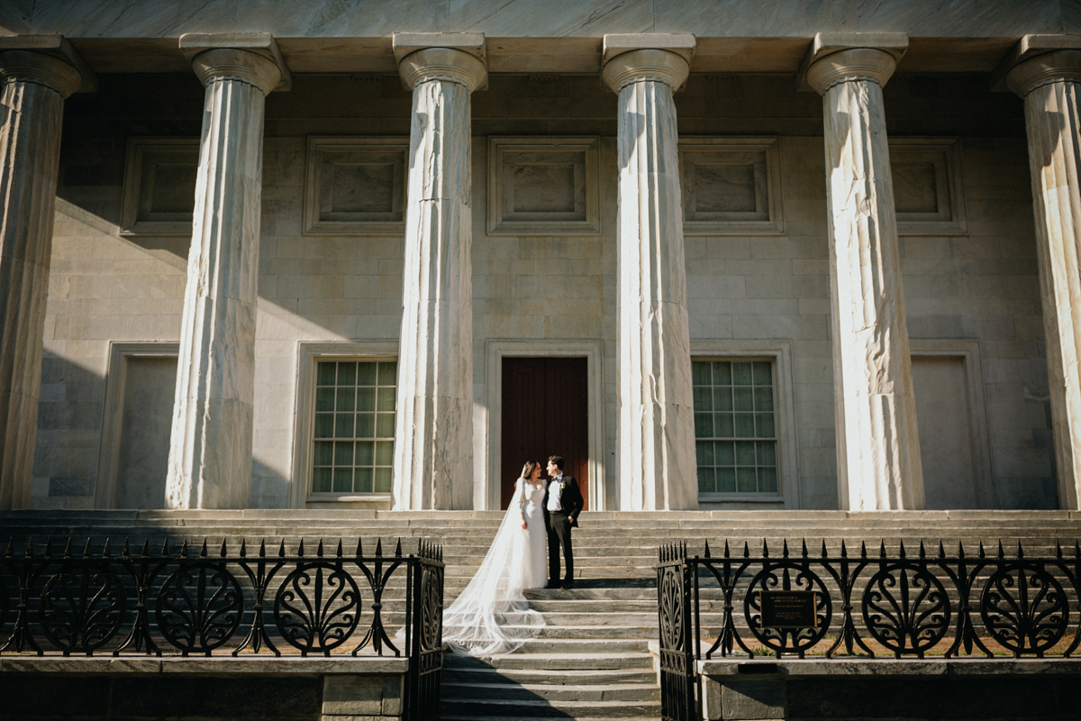 Editorial wedding portraits at the Second Bank of the United States in Old City