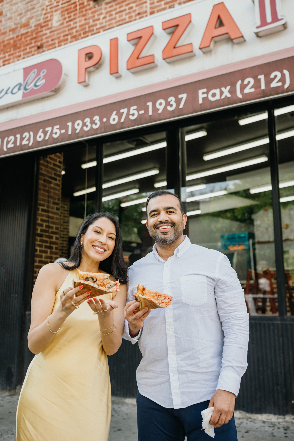 pizza shop engagement photos