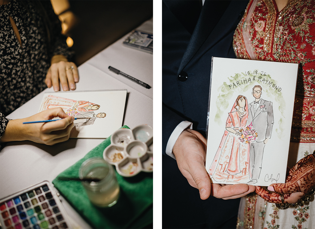 live watercolor wedding painter philly