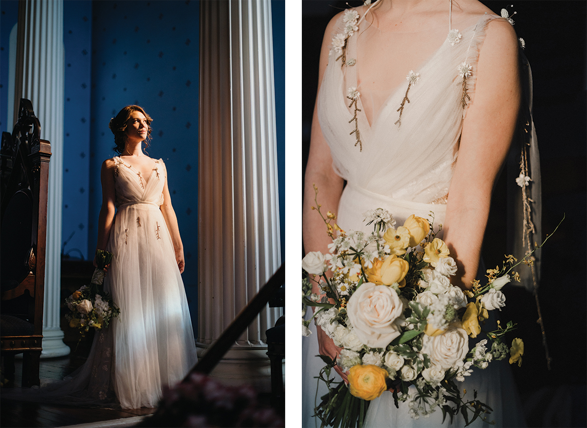 ethereal bridal portraits in church